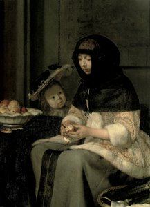 Apple पीलर, 1660 (13129 का विवरण) (पैनल पर कैनवास पर तेल) द्वारा जेरार्ड टेर बोरचो